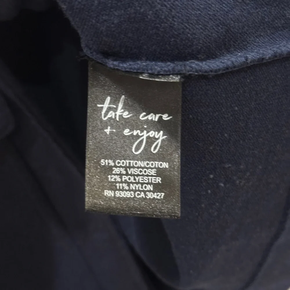 NIC+ZOE Knit Blazer Women XS Navy Blue 3-Button Flap Pocket Cardigan‎ Coastal